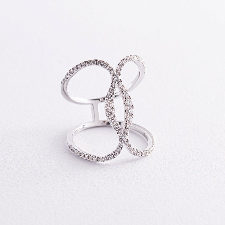 Каблучка в білому золоті з діамантами 197550ch від ювелірного магазину Онікс