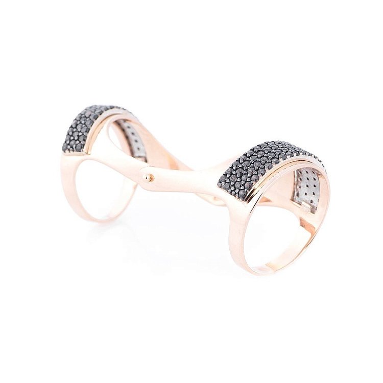 Золотое кольцо на фалангу с фианитами к05248 - 2 Золотое кольцо на фалангу с фианитами к05248 от ювелирного магазина Оникс - 2