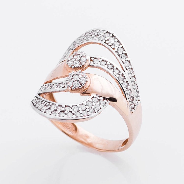 Золота каблучка (фіаніти) к02011 від ювелірного магазину Онікс