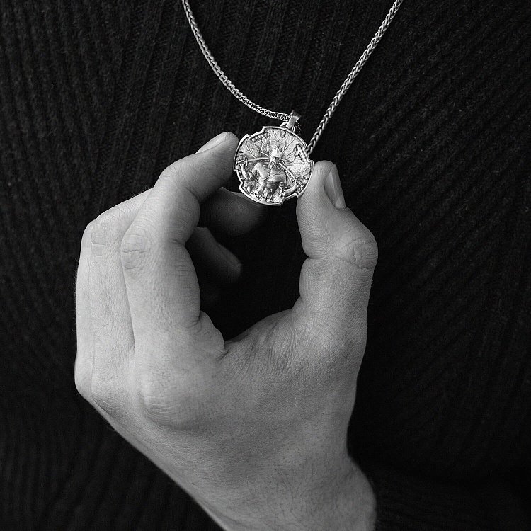 Срібний кулон "Український козак. Молитва до Пресвятої Богородиці" 133207 від ювелірного магазину Онікс - 9