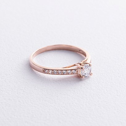 Золота заручальна каблучка з фіанітами к05880 №3