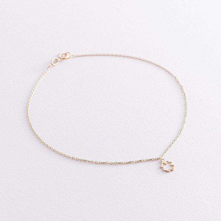 Золотий браслет "Конюшина" на ногу б04793 від ювелірного магазину Онікс