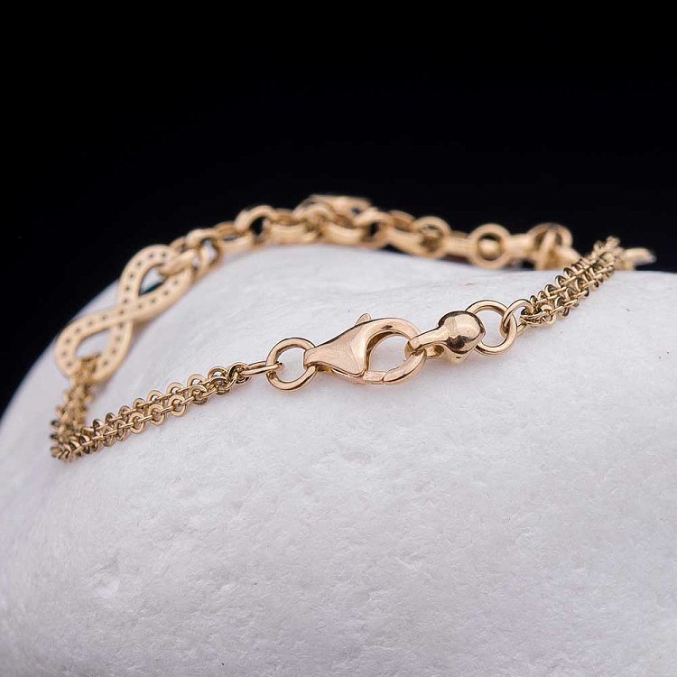 Золотой браслет "Сердце" с эмалью и фианитами б02301 от ювелирного магазина Оникс - 1