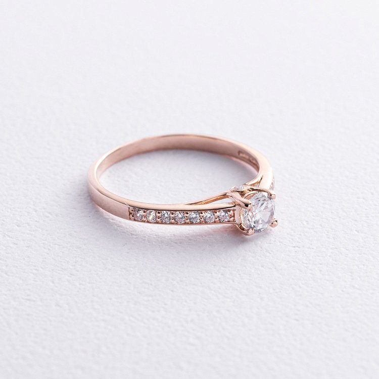 Золота заручальна каблучка з фіанітами к05880 від ювелірного магазину Онікс - 2