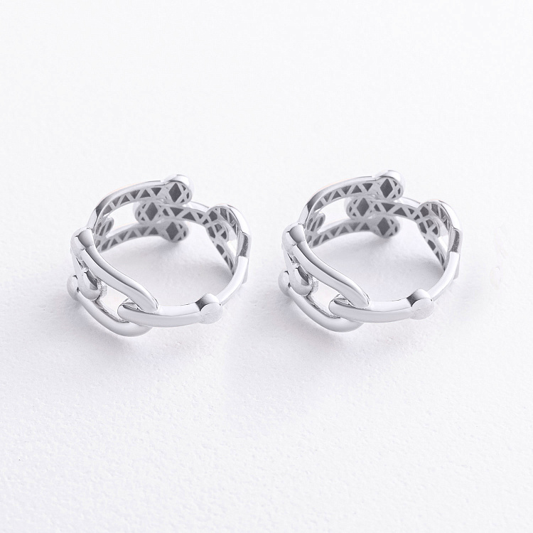 Серьги - кольца "Фантазия" в белом золоте с09718 от ювелирного магазина Оникс - 1