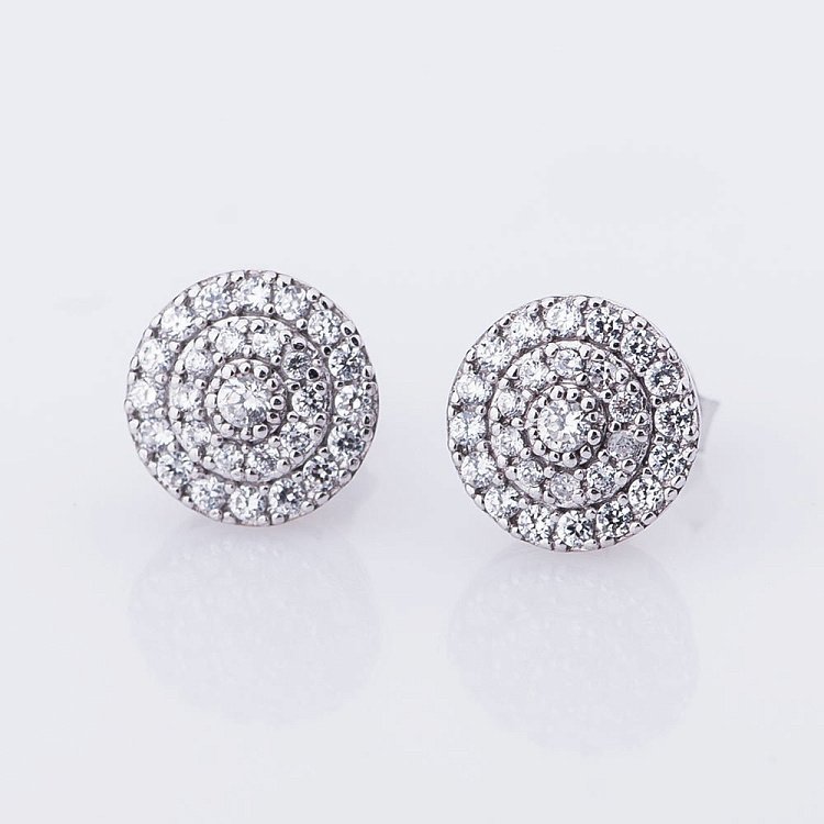 Серьги-пусеты с фианитами 121918 от ювелирного магазина Оникс - 1