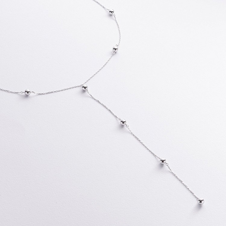 Колье - галстук "Шарики" в белом золоте кол02573 от ювелирного магазина Оникс