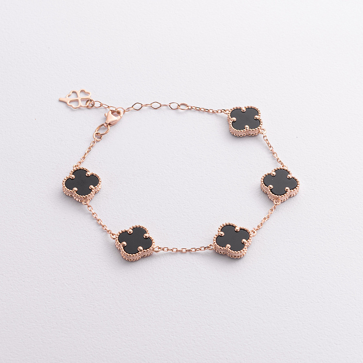 Браслет "Клевера" с ониксом (красное золото) б05739 от ювелирного магазина Оникс