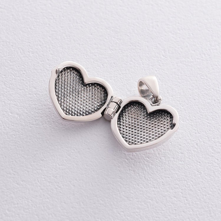 Серебряный кулон "Сердечко. Till death do us part - пока смерть не разлучит нас" для фотографии 7352 от ювелирного магазина Оникс - 2