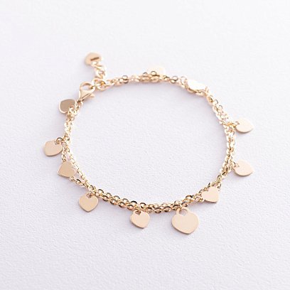 Браслет "Сердечки" в жовтому золоті б04501