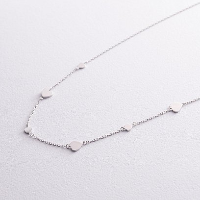 Колье "Сердечки" в белом золоте кол02232 №9