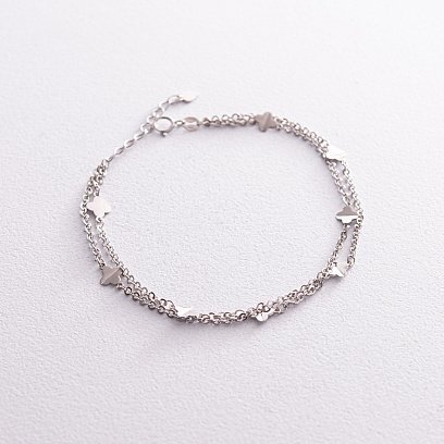 Двойной браслет "Клевер" в белом золоте б05180