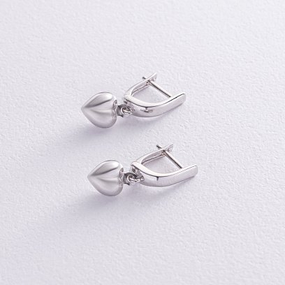 Серьги "Сердечки" в белом золоте с08388