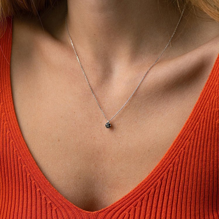 Кольє у білому золоті з чорним діамантом 736131122 від ювелірного магазину Онікс - 1