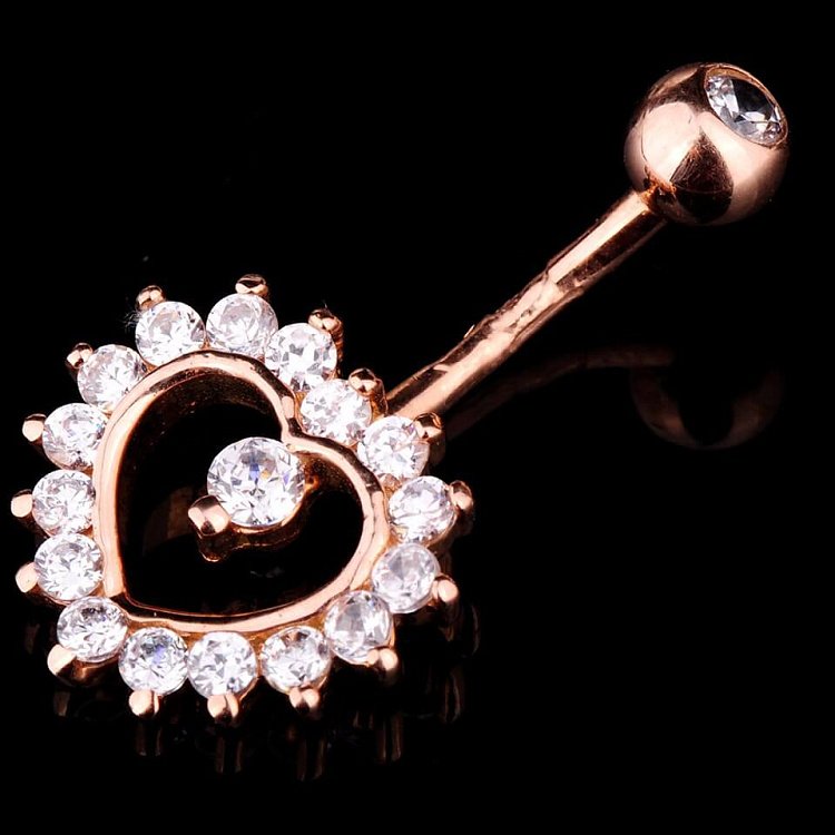 Золотой пирсинг в пупок с фианитами пир00061 от ювелирного магазина Оникс