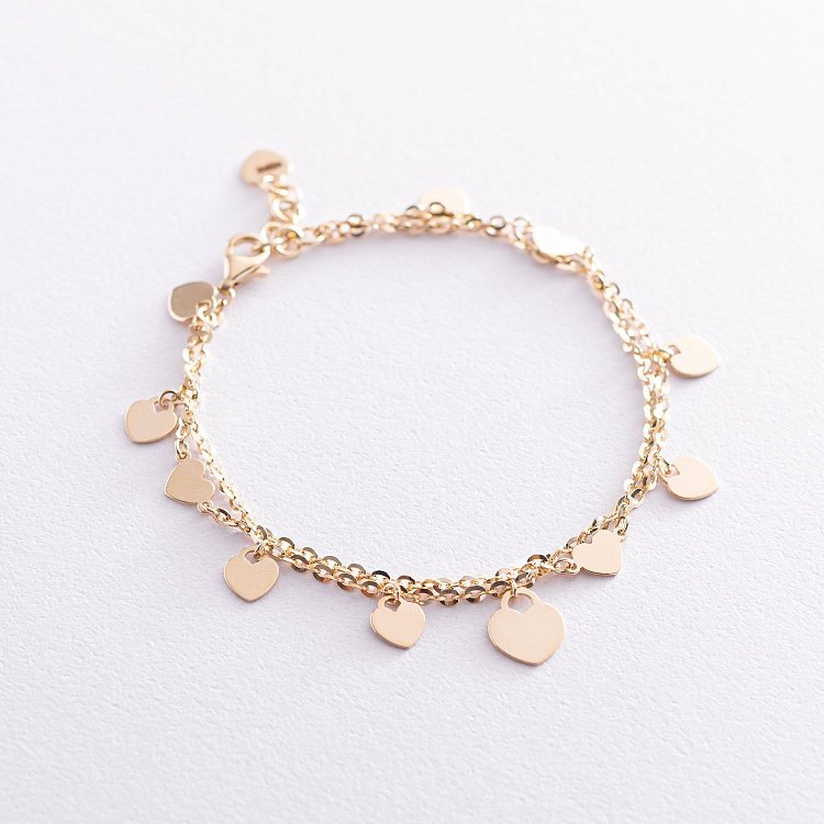 Браслет "Сердечки" в жовтому золоті б04501 від ювелірного магазину Онікс