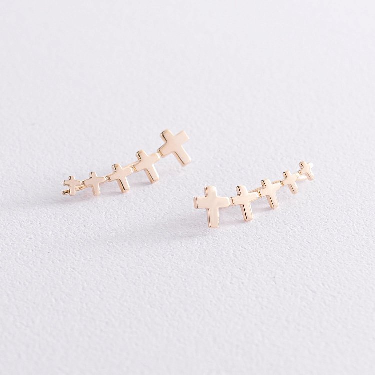 Золотые серьги - клаймберы Стремление с07482 от ювелирного магазина Оникс - 1