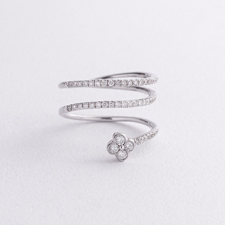 Золотий перстень "Конюшина" з діамантами кб0179са від ювелірного магазину Онікс