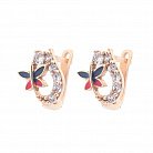 Дитячі золоті сережки "Метелики" (емаль, фіаніти) с02576 от ювелирного магазина Оникс - 1