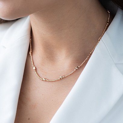 Золотое колье "Сердечки" кол01373 №2