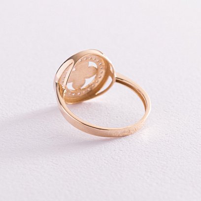 Кольцо "Клевер" в желтом золоте (белые фианиты) к06937 №3