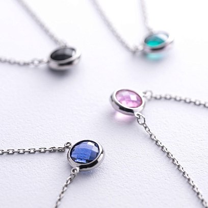 Серебряное колье с синт. турмалином 18910 №3