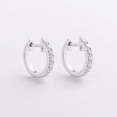 Золотые серьги - кольца с бриллиантами сб0660ri