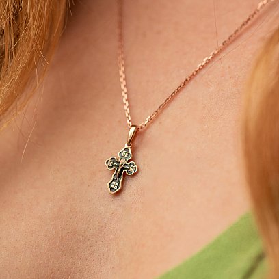 Золотой православный крест "Распятие" п01576 №4