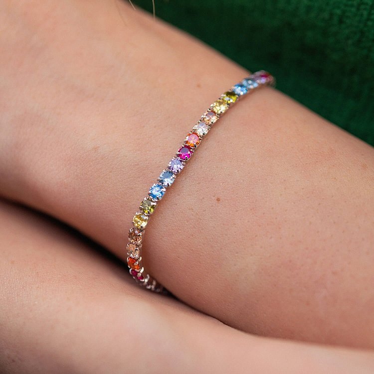 Серебряный браслет "Разноцветный" с фианитами 141632 от ювелирного магазина Оникс - 3