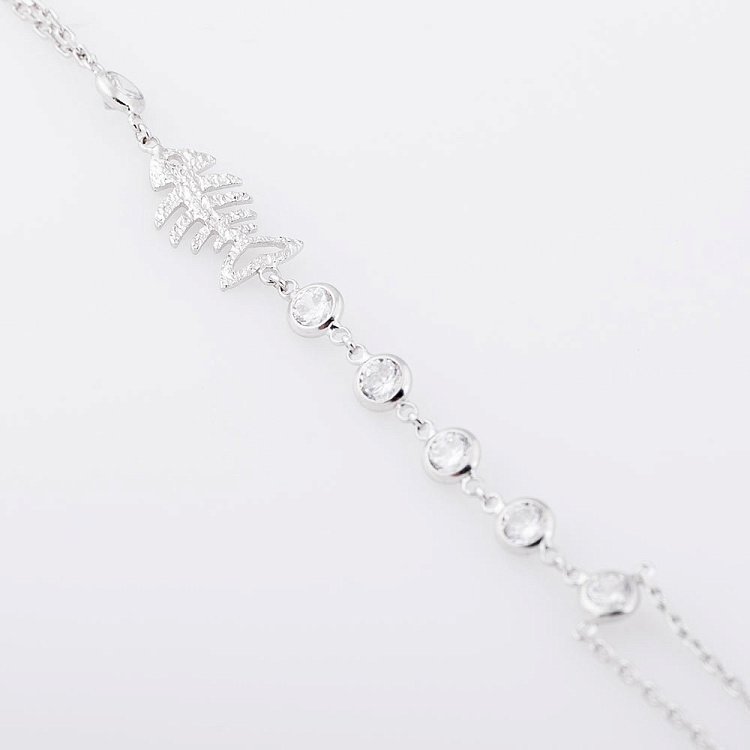 Серебряный браслет Слейв с фианитами 141119 от ювелирного магазина Оникс - 1