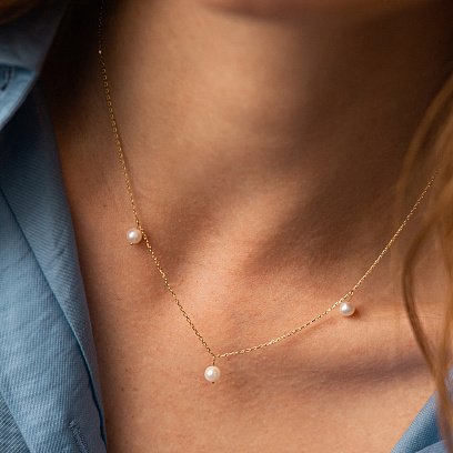 Кольє з перлами (жовте золото) кол02397 №7