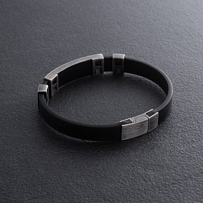 Каучуковый браслет "Карта Украины" с серебряными вставками 1081 №3