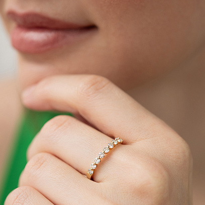 Золота каблучка з діамантами кб0593ri №4