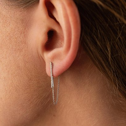 Золоті сережки - пусети з діамантами сб0433ca №4