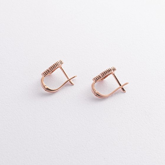 Серьги "Клевер" в красном золоте с08982 №3