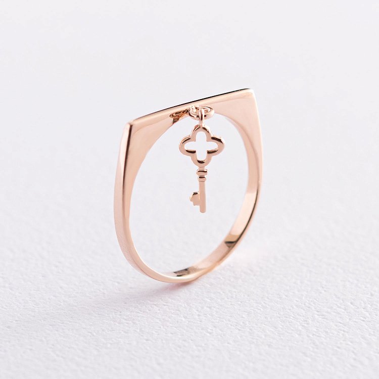Кольцо "Ключик" в красном золоте к06802 Кольцо "Ключик" в красном золоте к06802 от ювелирного магазина Оникс