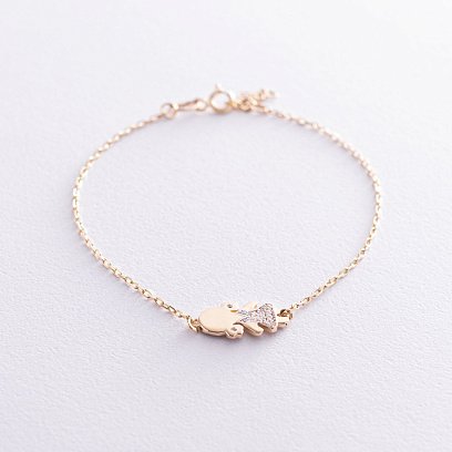 Золотой браслет "Девочка" (фианиты) б02537