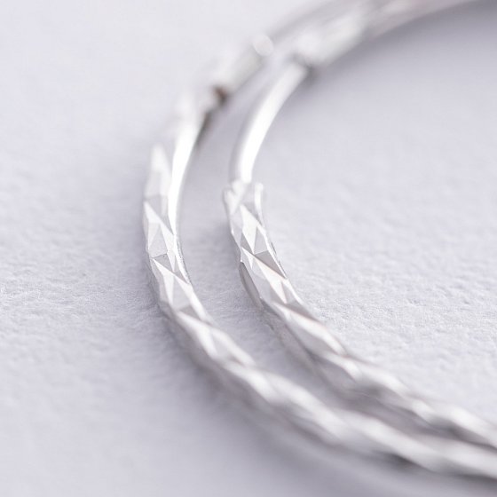 Серьги - кольца в белом золоте (3.3 см) с08665 №3