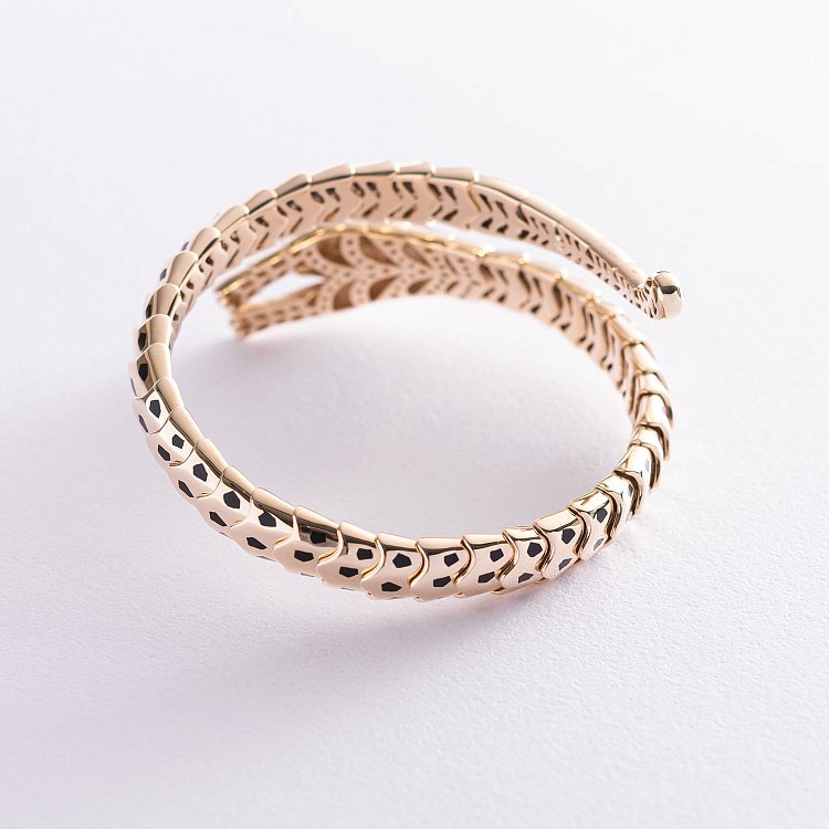 Браслет "Пантера" в желтом золоте (фианит, эмаль) б04504 от ювелирного магазина Оникс - 3