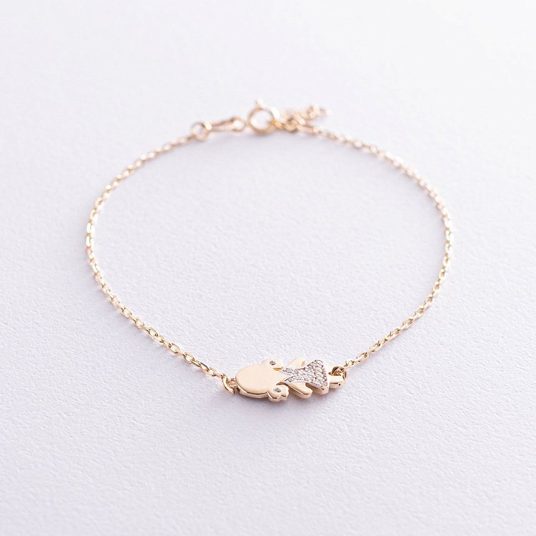 Золотой браслет "Девочка" (фианиты) б02537 от ювелирного магазина Оникс