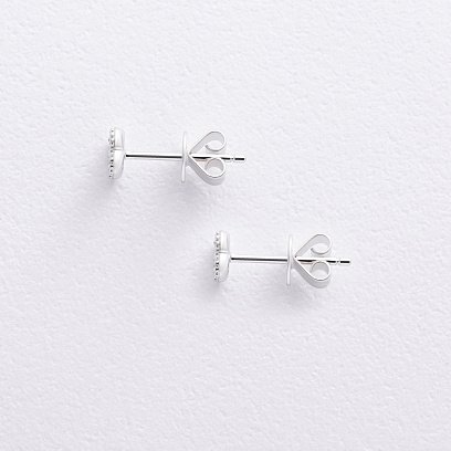 Золотые серьги - пусеты "Клевер" с бриллиантами сб0589lg №5