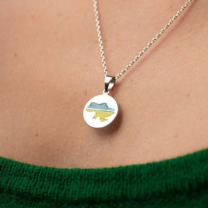 Серебряное колье "Карта Украины" с эмалью 940 №4