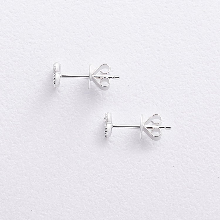 Золотые серьги - пусеты "Клевер" с бриллиантами сб0589lg от ювелирного магазина Оникс - 4