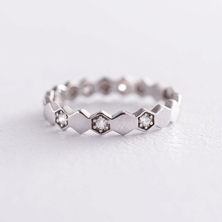 Срібна каблучка "Грані" з фіанітами 112581 від ювелірного магазину Онікс - 3