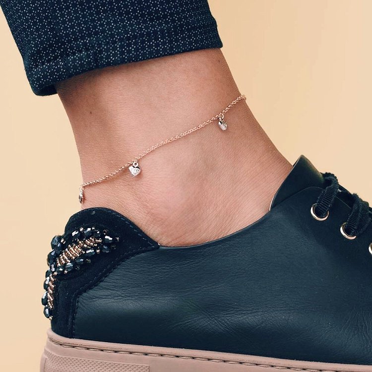 Золотой браслет на ногу "Сердечко" б02137 от ювелирного магазина Оникс