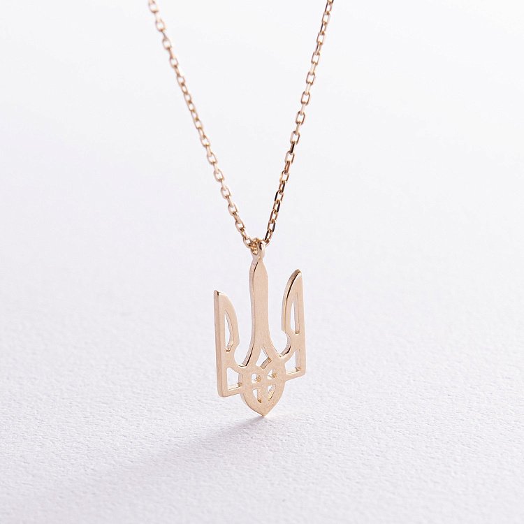 Кольє "Герб України - Тризуб" у жовтому золоті (великий) кол02415 від ювелірного магазину Онікс