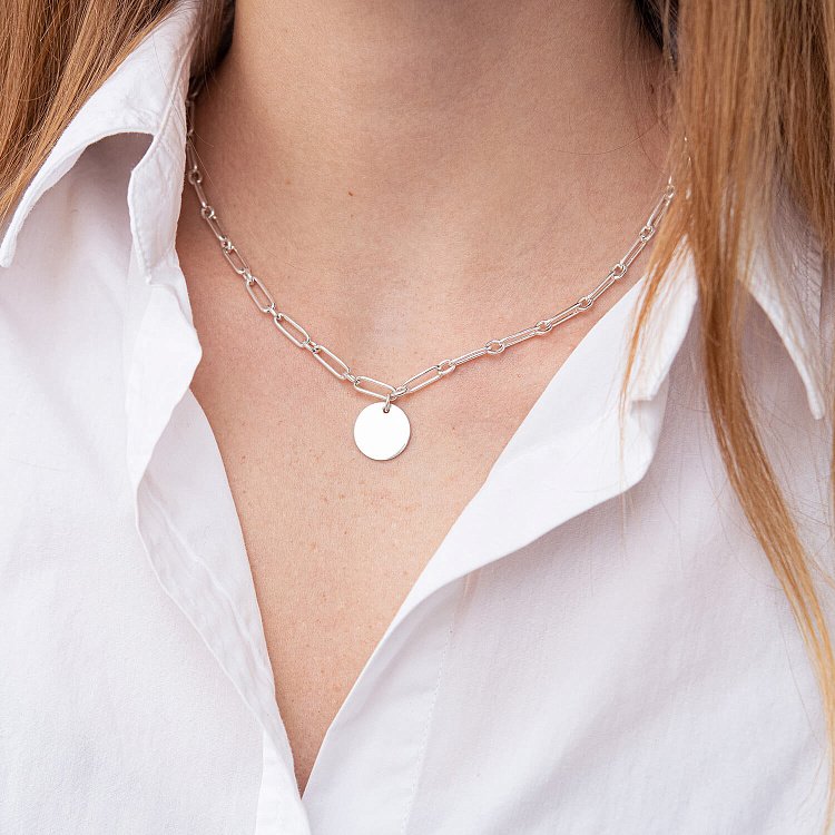 Срібне кольє "Ланцюжок з монетою" (можливе гравірування) 181186 від ювелірного магазину Онікс - 3