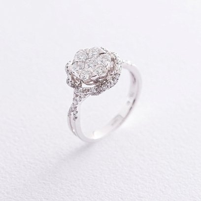 Золота каблучка "Квітка" з діамантами к485