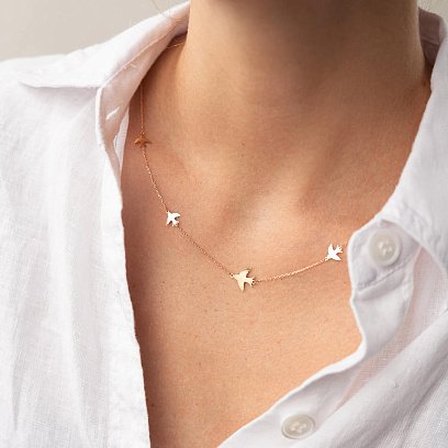 Кольє "Ластівки" у червоному золоті кол02275