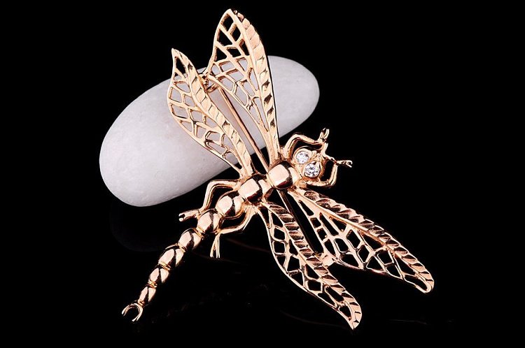 Золота брошка "Стрекоза" зак00142 від ювелірного магазину Онікс - 1